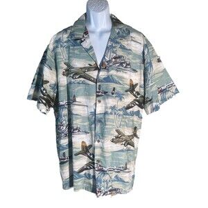 KALAHEO Men's Short Sleeve Button Down B29 Planes Shirt XL